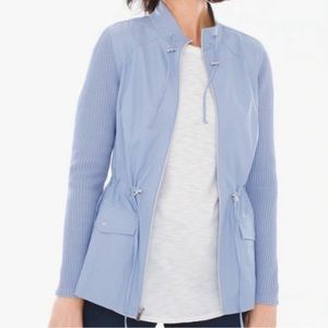 CHICO'S Zenergy Knit Mix Jacket Size 2 light blue c7